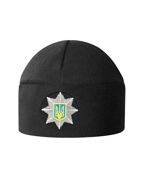Шапка флісова поліція, чорна з кольоровою кокардою AKS-35.1 фото