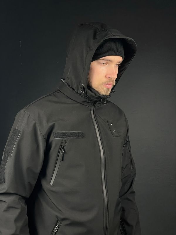 Куртка тактична Cooperr Soft Shell III Police з прихованим капюшоном, чорна KUR-13.1.XS фото
