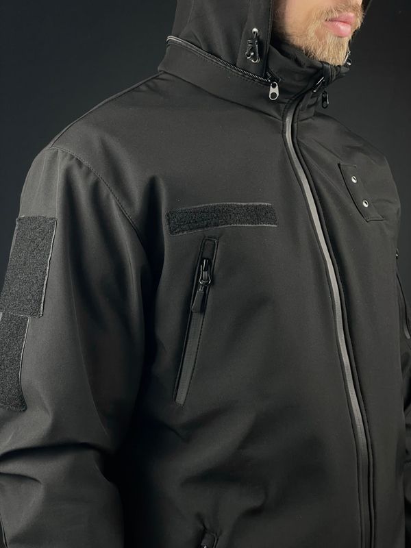 Куртка тактична Cooperr Soft Shell III Police з прихованим капюшоном, чорна KUR-13.1.XS фото